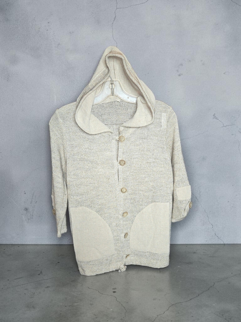 Cozy Hooded Button-Up Cardigan — Cream Neutral